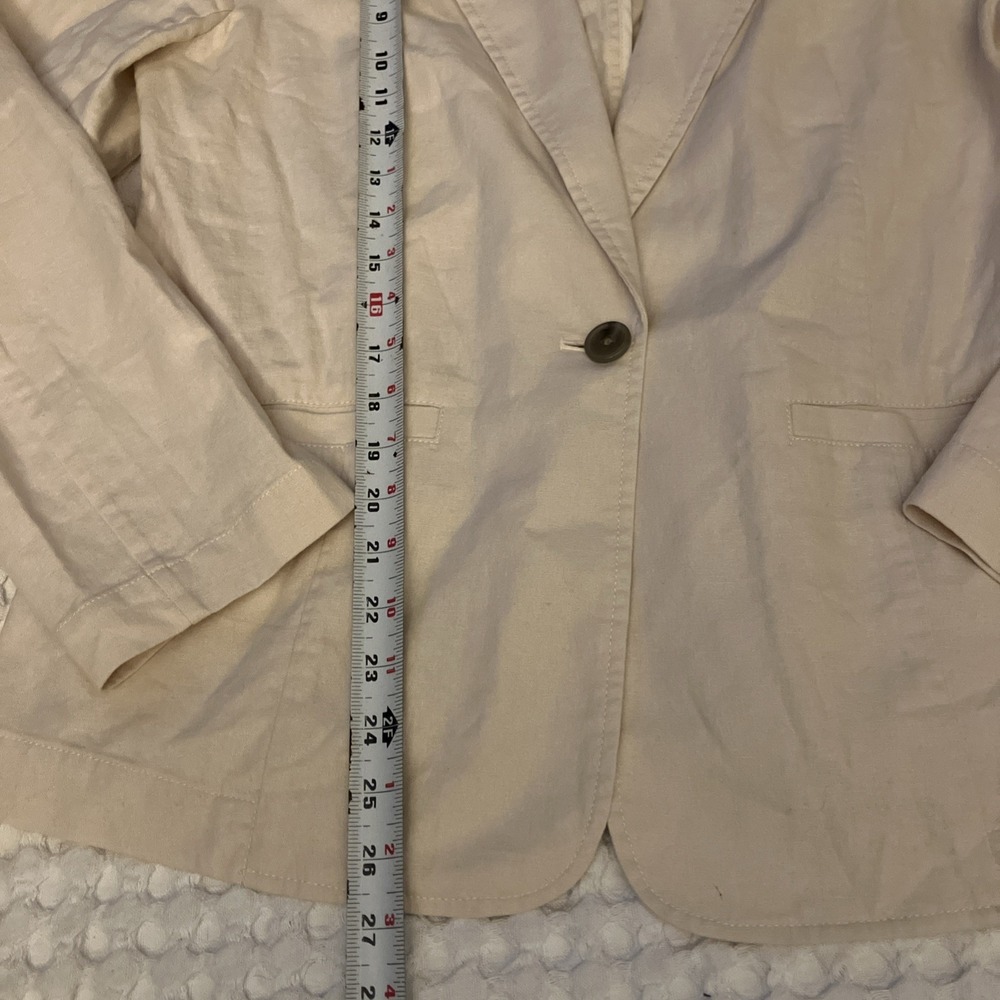 J. Crew Linen and Cotton Blend Blazer Womens Size 12 Cream/Tan Color‎ - Picture 3 of 7